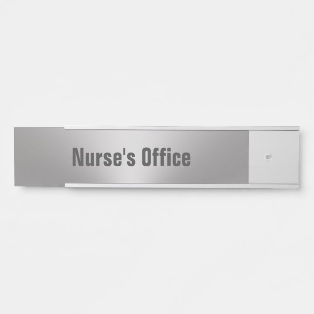 Modern Brushed Metal Look Nurse's Office Door Sign (Front)