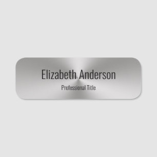 Modern Brushed Metal Look with Title and Name Name Tag