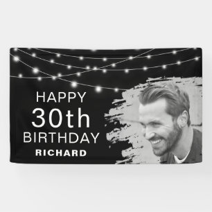Modern Brushed Photo Effect Birthday Banner