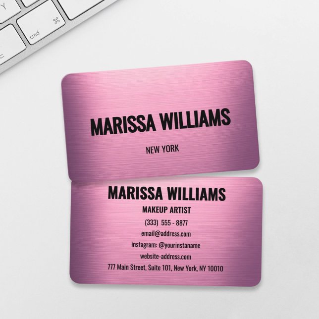 Modern Brushed Pink Metal Business Card (Creator Uploaded)