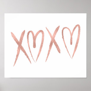 Modern Brushed Rose Gold Valentine Poster Sign