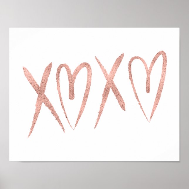 Modern Brushed Rose Gold Valentine Poster Sign (Front)