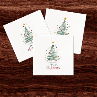 Modern Brushstroke Christmas Tree Napkin