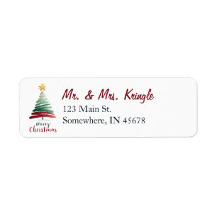 Modern Brushstroke Christmas Tree Return Address