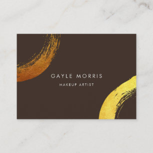 Modern Brushstroke faux Gold ring business card
