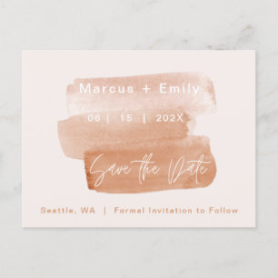 Modern Brushstroke Minimalist Save The Date  Announcement Postcard