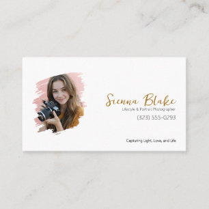 Modern Brushstroke Photo Photographer Business Card