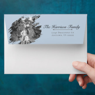 Modern Brushstroke Photo Wedding | Blue Envelope