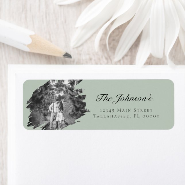 Modern Brushstroke Photo Wedding | Sage Green (Insitu)