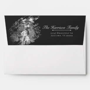 Modern Brushstroke Photo Wedding   Soft Black Envelope