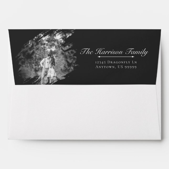 Modern Brushstroke Photo Wedding | Soft Black Envelope (Back (Top Flap))