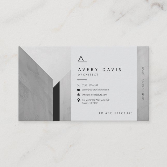 Modern Brutalist Concrete Architect Business Card (Front)