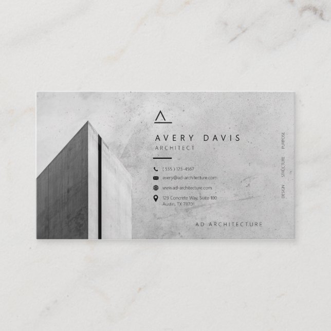 Modern Brutalist Concrete Architect Business Card (Front)
