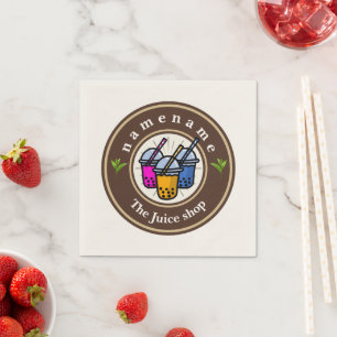 Modern Bubble Tea milk shop Café Cafe staff name Napkin