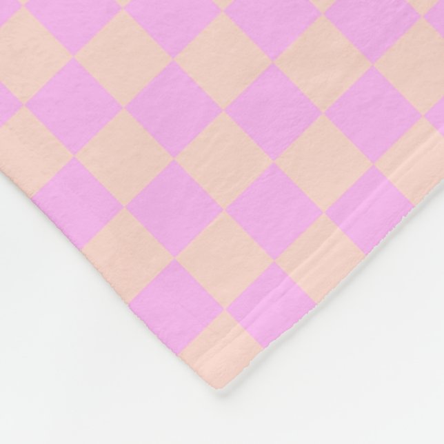 Modern Bubblegum/Peach Chequerboard Fleece Blanket (Corner)