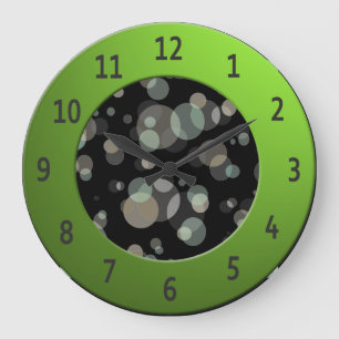 Modern Bubbles with Shiny Lime Digits Circle Large Clock
