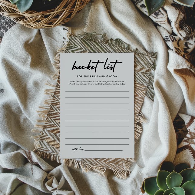 Modern Bucket List Bridal Shower Game Card (Creator Uploaded)
