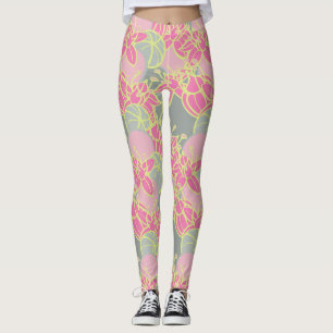 Modern Bud & Flower Bold Pattern Athleisure Leggings