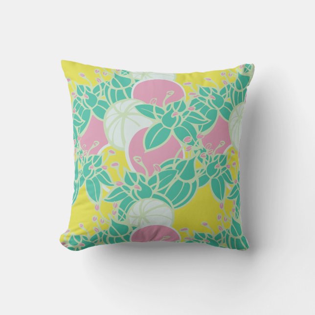 Modern Bud & Flower Bold Pattern Cushion (Front)