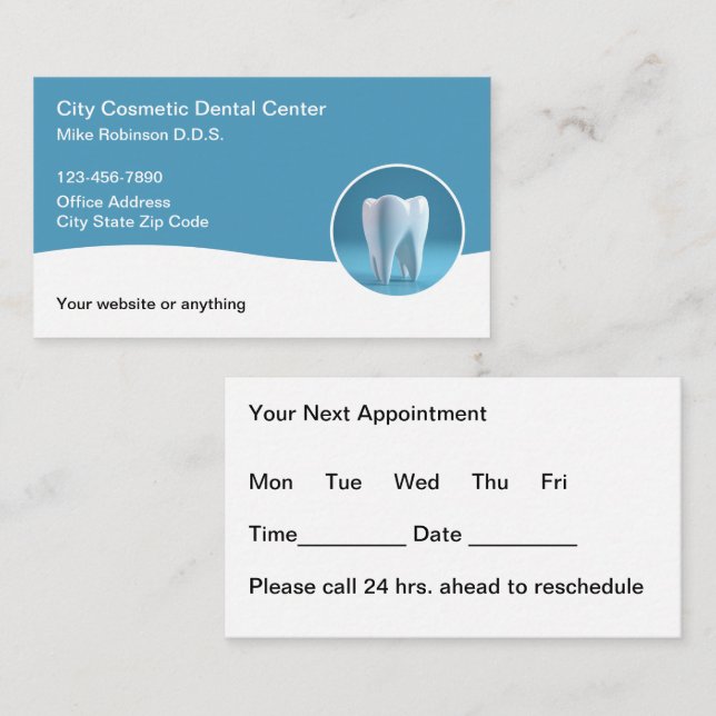 Modern Budget Dentist Appointment Business Cards  (Front/Back)