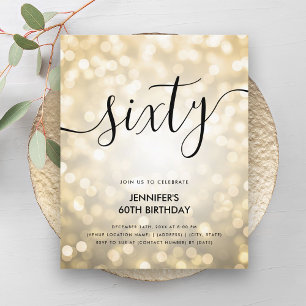 Modern BUDGET Gold Glitter Lights 60th Birthday