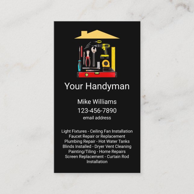 Modern Budget Handyman Business Cards (Front)