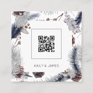 Modern Budget QR Code Winter Wedding invitation