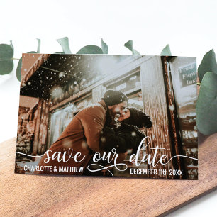 Modern Budget Script Wedding SAVE OUR DATE   PHOTO Announcement Postcard