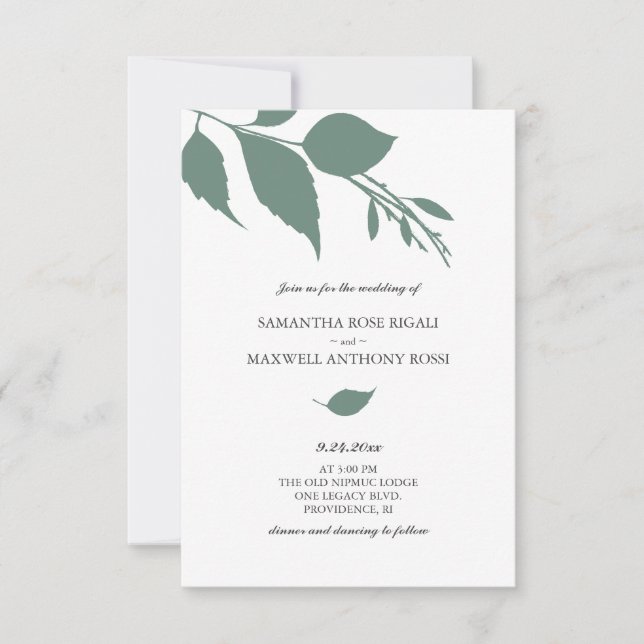 Modern Budget Wedding Invitation with QR Code (Front)