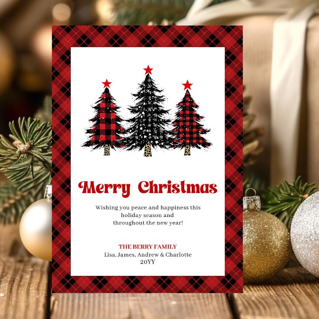 Modern Buffalo Check Christmas Greeting Card (Modern Buffalo Check Christmas Greeting Card)