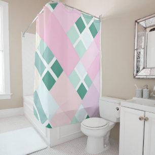 Modern Buffalo Plaid Pastel Cottagecore Spring Shower Curtain