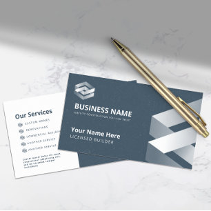 Modern Builder Navy Gray Business Card