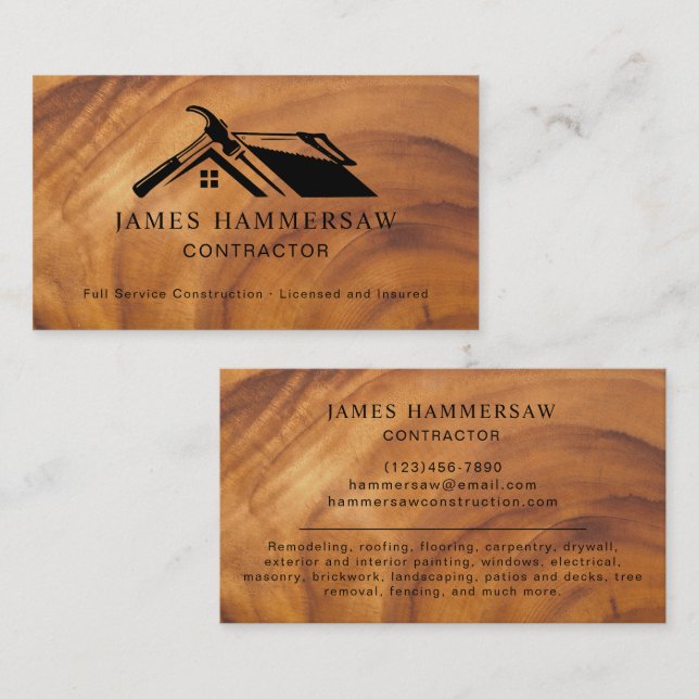 Modern Building Construction Contractor Business Card (Front/Back)