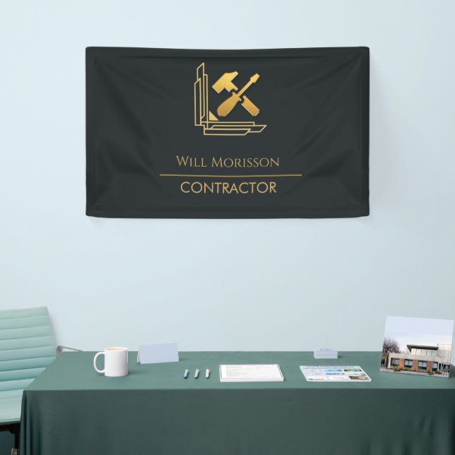 Modern Building Construction Golden & Black Banner (Tradeshow)