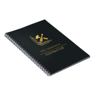 Modern Building Construction Golden & Black Notebook