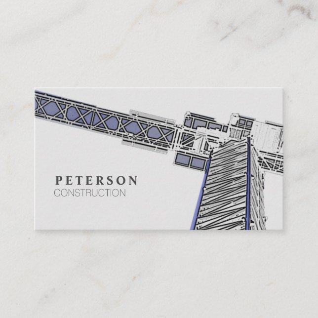 Modern Building Construction Tower Crane Gray Business Card (Front)