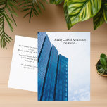 Modern Building Vertical Custom Business Moving Postcard<br><div class="desc">Customise these modern business moving announcement vertical postcards with your company details. Chic blue city buildings below your company's custom name and message. Our office has moved to a new building, please update your address book. Just fill out the back of this postcard with your new contact information for client...</div>