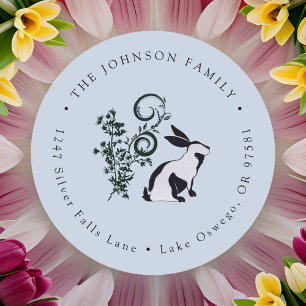 Modern Bunny Easter Return Address Classic Round Sticker