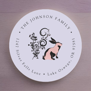 Modern Bunny Easter Return Address Classic Round Sticker