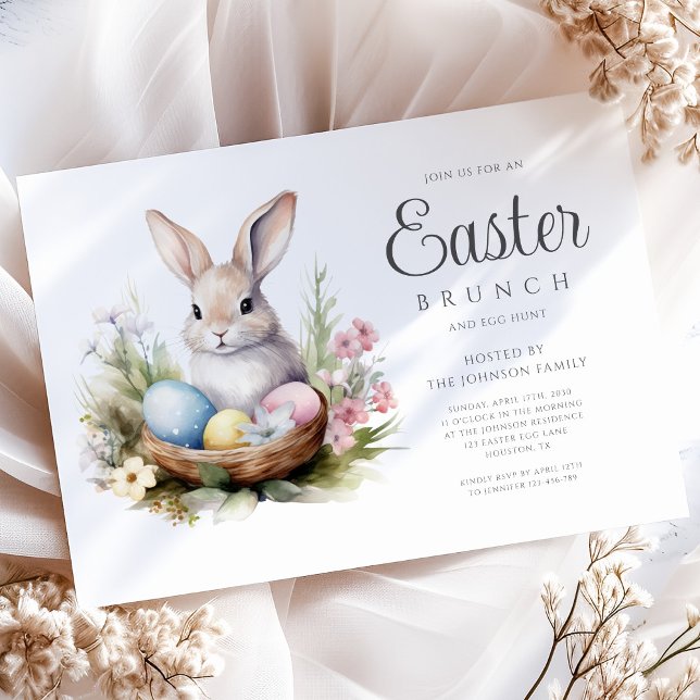 Modern Bunny Egg Hunt And Easter Brunch  Invitation (Modern Bunny Egg Hunt And Easter Brunch Invitation)
