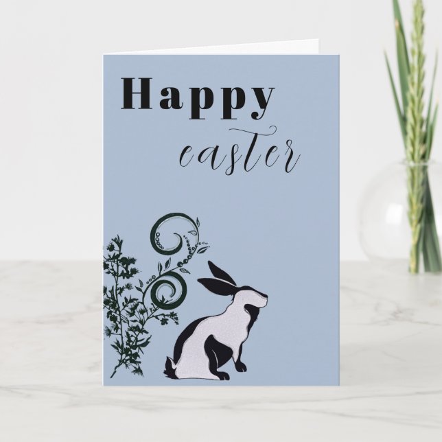 Modern Bunny Happy Easter Personalised Card (Front)