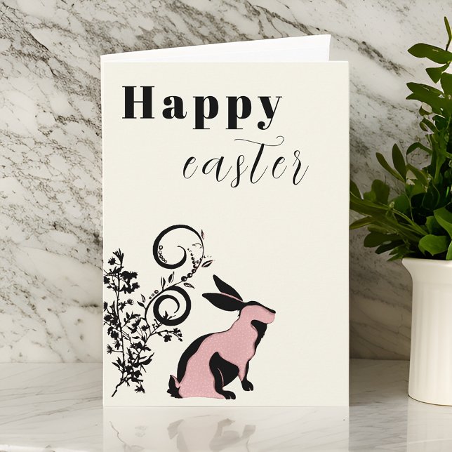 Modern Bunny Happy Easter Personalised Card (Creator Uploaded)
