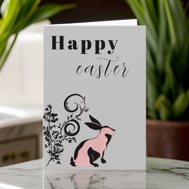 Modern Bunny Happy Easter Personalised Card (Creator Uploaded)