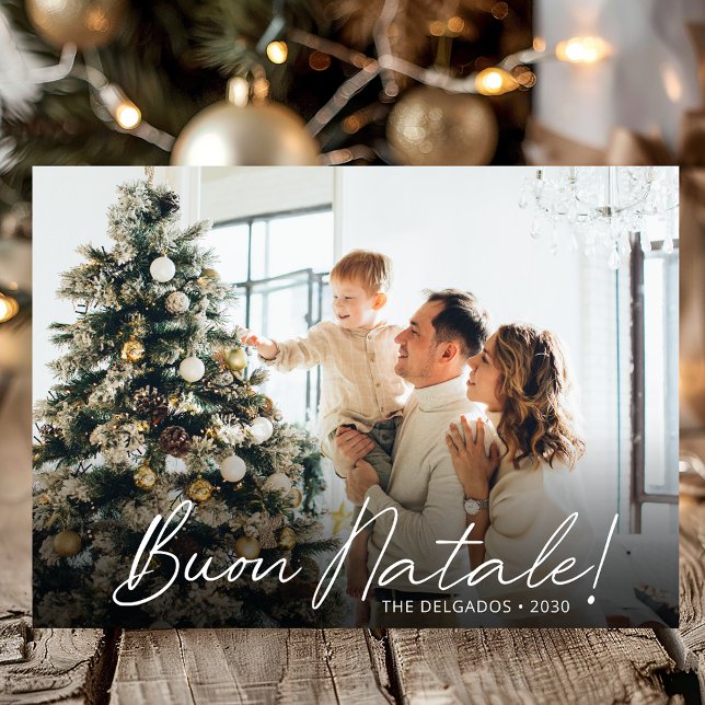 Modern Buon Natale Photo Holiday Card (Creator Uploaded)