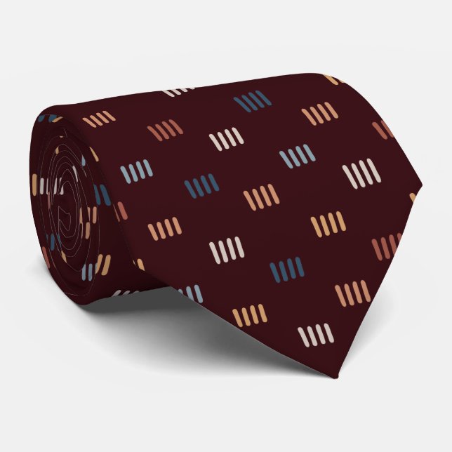 Modern Burgundy Abstract Art Seamless Pattern Tie (Rolled)