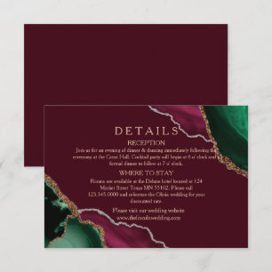 Modern Burgundy Agate Wedding Details Enclosure Card