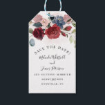 Modern Burgundy Bloom Rustic Floral Save The Date Gift Tags<br><div class="desc">Amaze your guests with this burgundy rustic floral bouquet save the date gift tag announcement. Simply add your date, names, and venue by clicking the "Personalise" button above. See the other unique save the date keepsakes in our store with the same or different designs to make your announcement unique and...</div>
