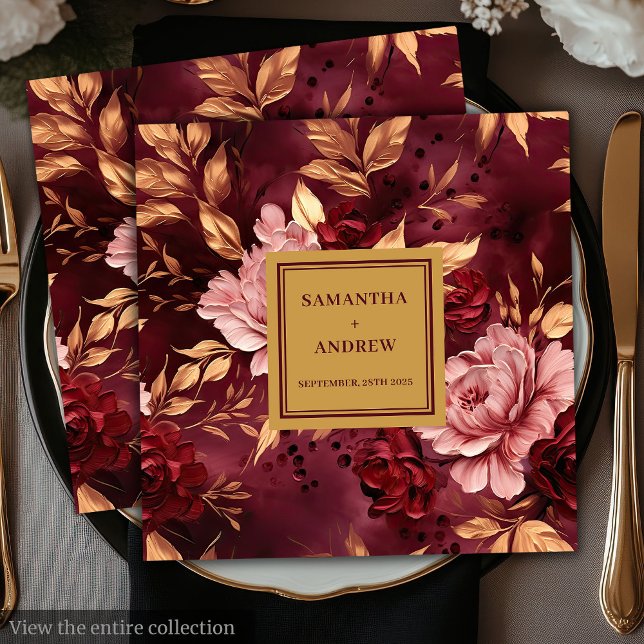 Modern Burgundy Blush Gold Wedding Paper Napkins (Modern Burgundy Blush Gold Wedding Paper Napkins)