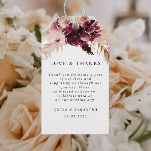 Modern Burgundy Blush Pink  Floral  Gift Tags