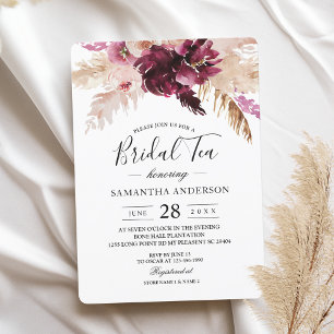 Modern Burgundy Blush Pink  Floral  Invitation